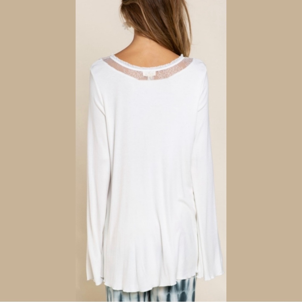 POL Ivory Lace Trimmed Long Sleeve Tee! - Picture 4 of 7